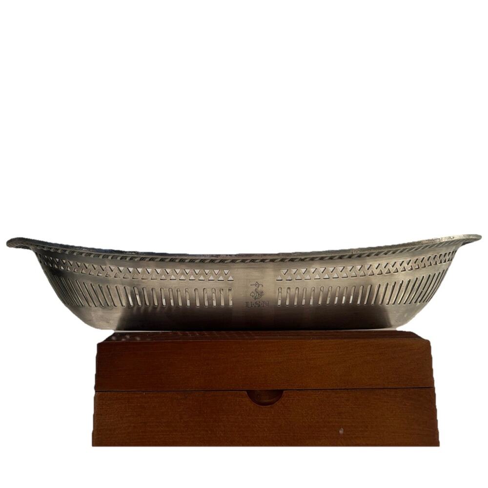 Vtg 1940s WWII R.‎ Wallace Silver Soldered U.S.N. Hallmarked Serving Tray Dish
